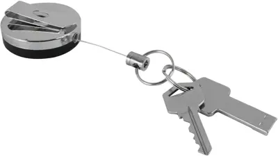 Keychain, Chrome Metal, 24 in. Retractable Cord BK 44446 | Buy
