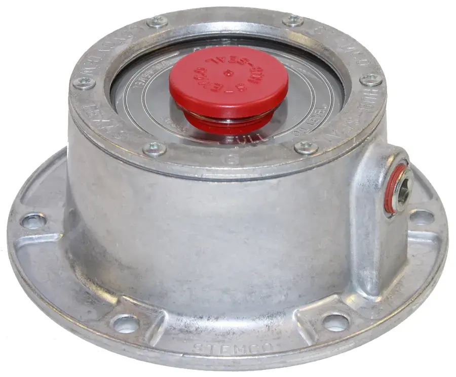 Stemco® 6 Hole Bolt On Aluminum Hub Cap w/Red Cap Plug TWD 3404009