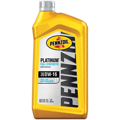 Pennzoil Platinum Motor Oil 0w16 Full Synthetic 1 Qt Us