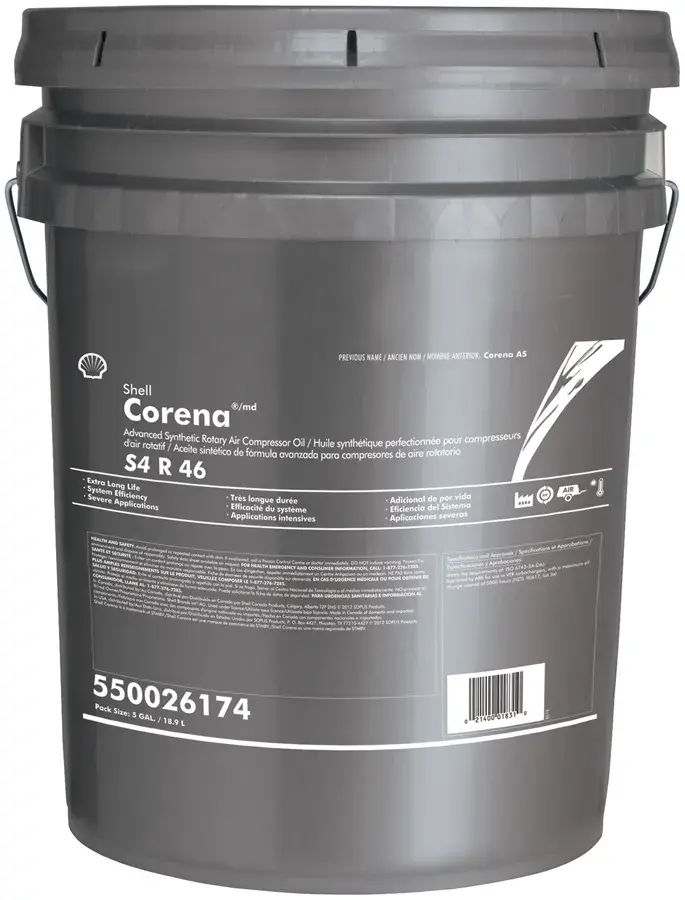 Shell Corena S4 R 46 Air Compressor Oil - 5 gal SHE 550026174