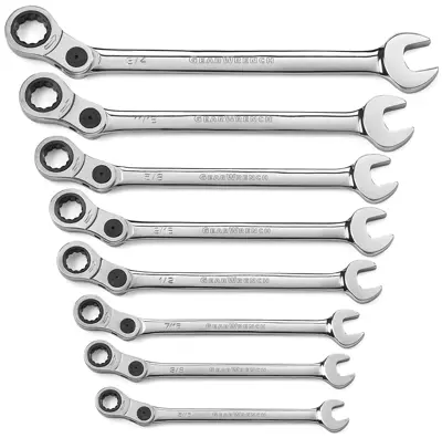 Gearwrench 8 Piece 12 Point Indexing Combination Wrench Set Polished Chrome