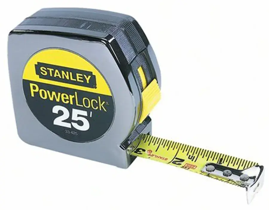 STANLEY Tape Measure: 25 ft Blade Lg, 1 in Blade Wd, in/ft, Closed