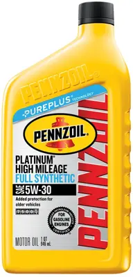 Pennzoil Platinum High Mileage Motor Oil 5w30 Full Synthetic High Mileage 1 Qt Us