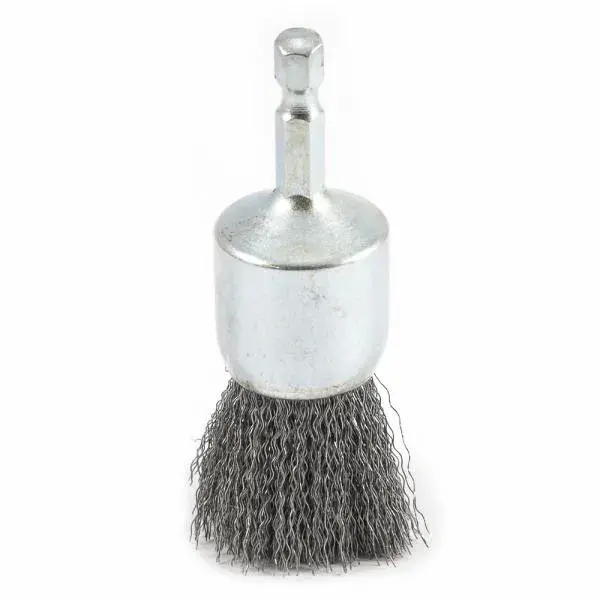 Forney 72738, End Brush, Crimped, 1 in x .008 in x 1/4 in Hex