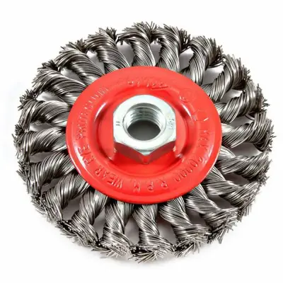 Forney 72759, Wire Wheel, Knotted, 4 in x .020 in x 5/8 in-11