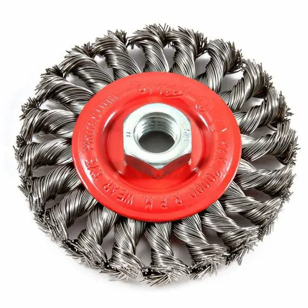 Forney 72759, Wire Wheel, Knotted, 4 in x .020 in x 5/8 in-11
