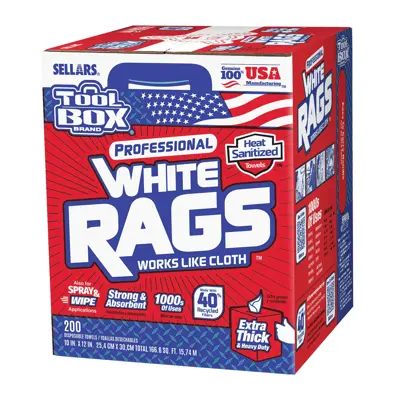 Sellars Tool Box Extra Thick Professional White Rags - 200 Towel