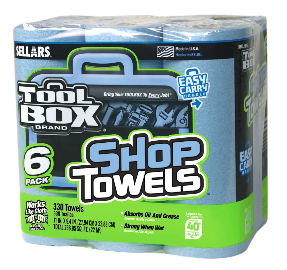 Sellars Tool Box Blue Shop Towels - 6 Pack of 55 Towel Rolls NCB