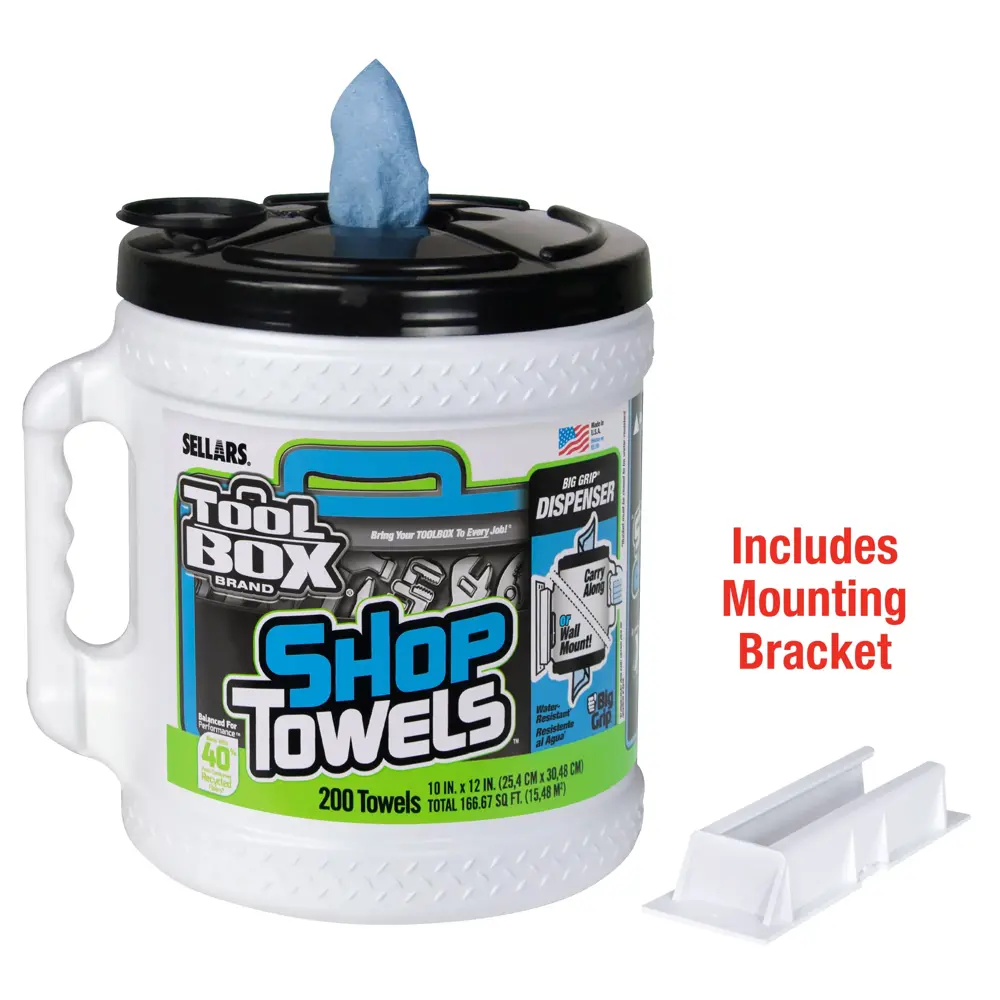 Sellars Tool Big Grip Box Blue Shop Towels - 200 Towel Dispenser