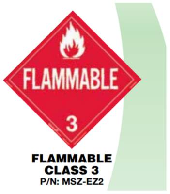 J.J. Keller 1267 Flammable Class 3 Tagboard Placard Non-Adhesive