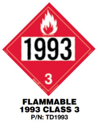 J.J. Keller 1267 Flammable Class 3 Tagboard Placard Non-Adhesive