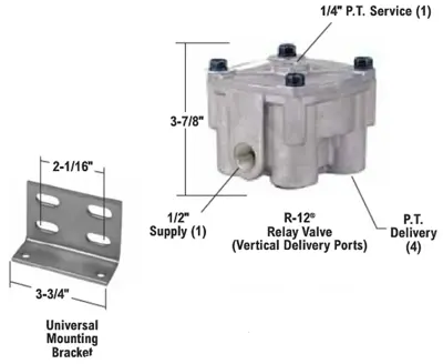 Bendix Air Brake Valve R-12 Valve Relay BND BEN065181 | Buy Online