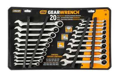 Gearwrench 20 Piece Ratcheting Combination Wrench Set Polished Chrome
