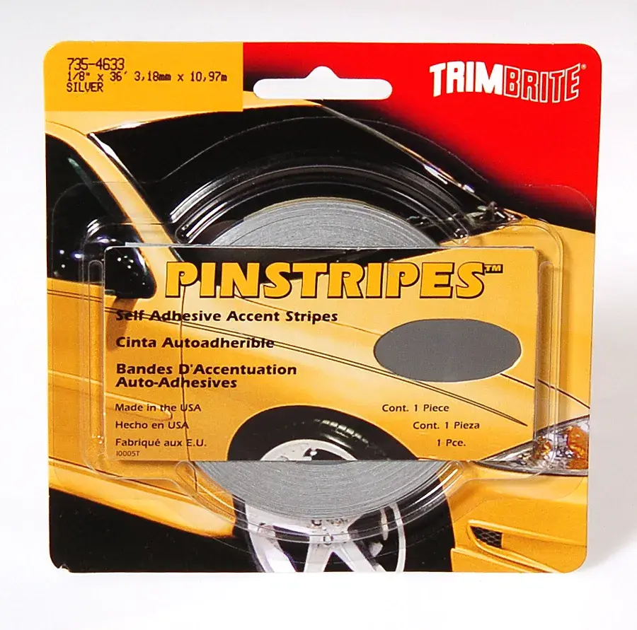 TRIMBRITE Self-Adhesive Pinstripe - 1/8 in x 36 ft Roll, Silver BK