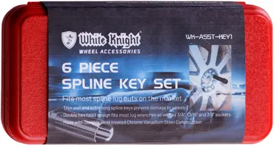 Kiページ White Knight 6 Piece Spline Key Set - 3/4 in, 13/16 in, 7/8 in Hex