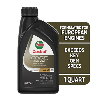 Castrol EDGE Euro Car Motor Oil A3/B4 5W40 Full Synthetic 1 qt (US