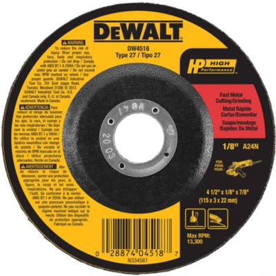 DEWALT Aluminum Oxide 4.5-in 24-Grit Cutting/Grinding Wheel DEWALT Aluminum Oxide 4.5-in 24-Grit Cutting/Grinding Wheel