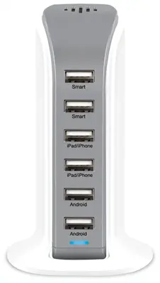 Electronic Device Charger 6 Port Usb Smart Wall Charger Aduro
