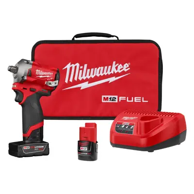 Milwaukee Tool M12 Fuel Stubby 1/2 Impact Wrench Kit