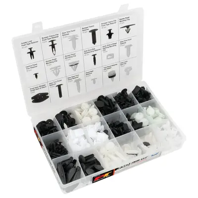 Jurassic Classic Auto Parts 45-Piece Body Side Molding Trim Fastener Clip Assortment Kit - For Classic GM, Ford, Mopar