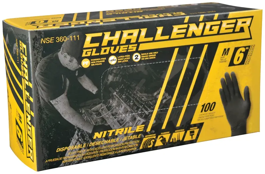 極美品　リーニン CHALLENGER 5 US9.5 27cm Challenger Medium Black Nitrile Powder Free Gloves, 6 mil NSE
