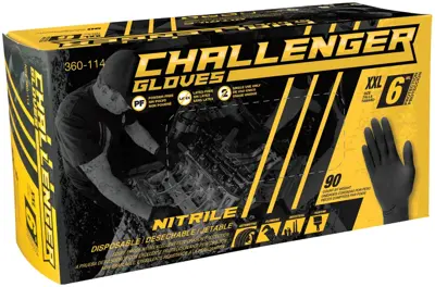 Challenger XXL Black Nitrile Powder Free Gloves, 6 mil NSE 360114