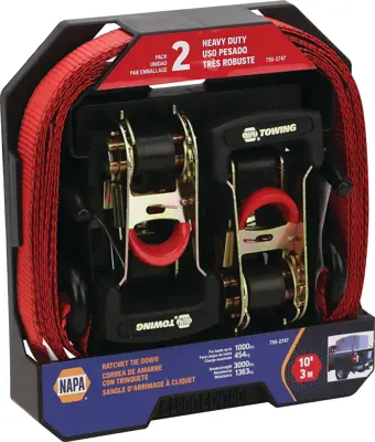 Napa Towing Heavy Duty Red 10 Ft Ratchet TieDown Strap Pack Of 2