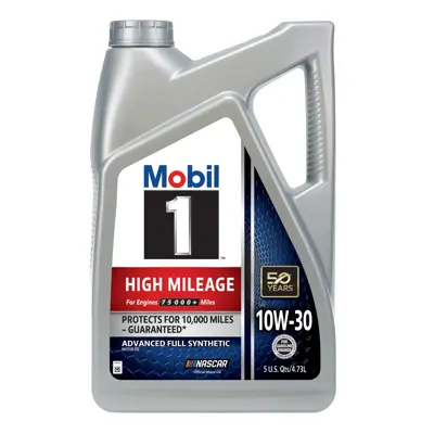 Mobil 1 High Mileage Motor Oil 10w30 Full Synthetic 5 Qt Us