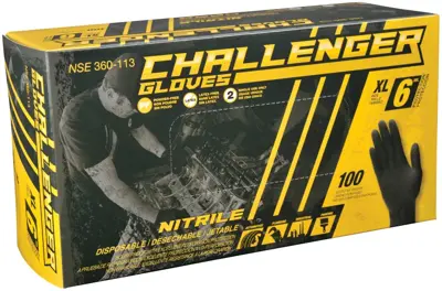 Challenger XL Black Nitrile Powder Free Gloves, 6 mil NSE 360113