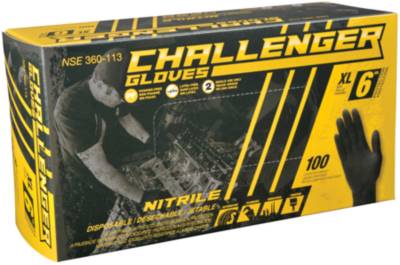 Nitrile Powder Free Gloves, Challenger, 6 mil, Black, X-Large NSE 