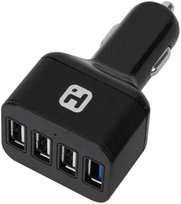 iHome Usb Car Charger Black 5.4a 4 Port Aluminum