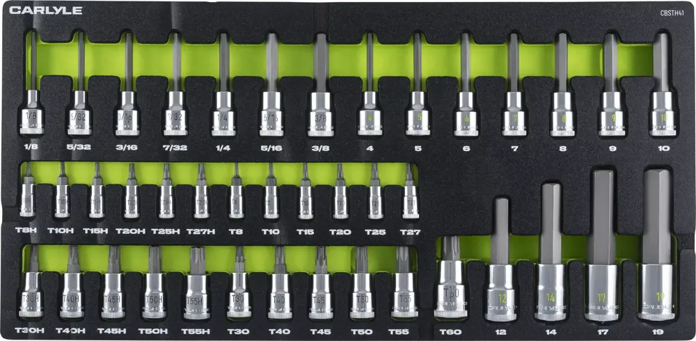 Carlyle Socket Set 1/4 in,3/8 in,1/2 in 41 Pc Set CHT CBSTH41