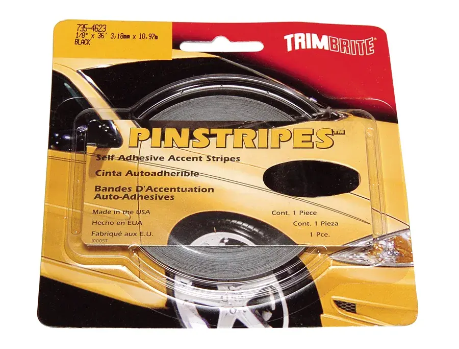 TRIMBRITE Self-Adhesive Pinstripe - 1/8 in x 36 ft Roll, Black BK