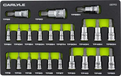 Carlyle Socket Set 1/4 in,3/8 in,1/2 in 23 Pc Set CHT CBSTP23