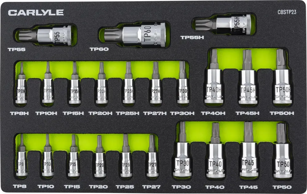 Carlyle Socket Set 1/4 in,3/8 in,1/2 in 23 Pc Set CHT CBSTP23