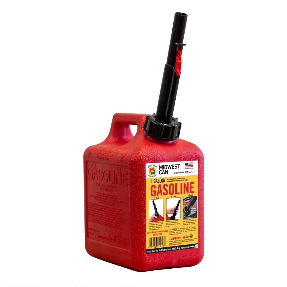 Midwest Can Red Plastic CARB and EPA Compliant Gasoline Can w