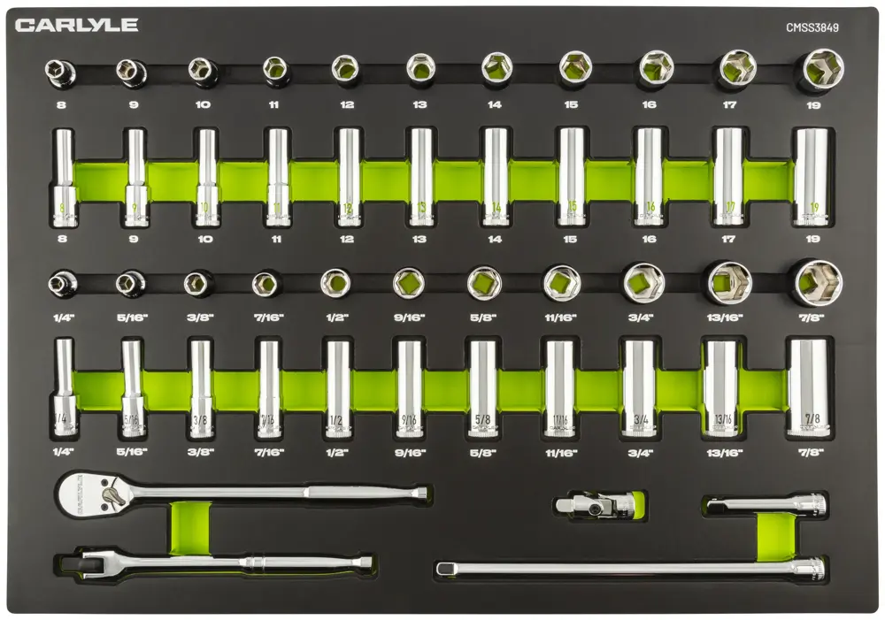 Carlyle Socket Set 3/8 in SAE and Metric 49 Pc Set CHT CMSS3849