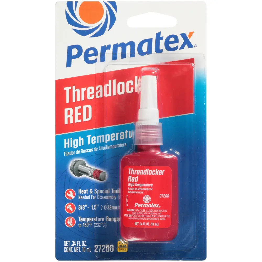 TA HEGOA 50x38 レッド Permatex Thread Locking Compound Red Threadlocker 2 PTX 27200