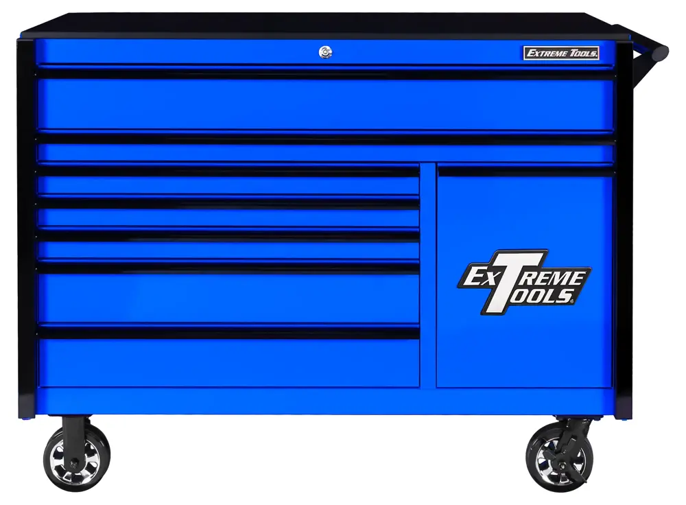 Extreme Tools Tool Box 54.625 Blue,Black Steel,Anodized Aluminum