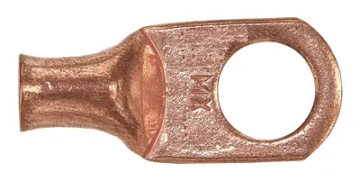 10x 2 AWG 1/4" Ring Terminal Battery Lug – Tinned Copper, Uninsulated, Made In USA
