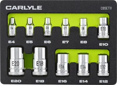 Carlyle 11 pc 1/4in, 3/8in, & 1/2 in Drive External Star Socket
